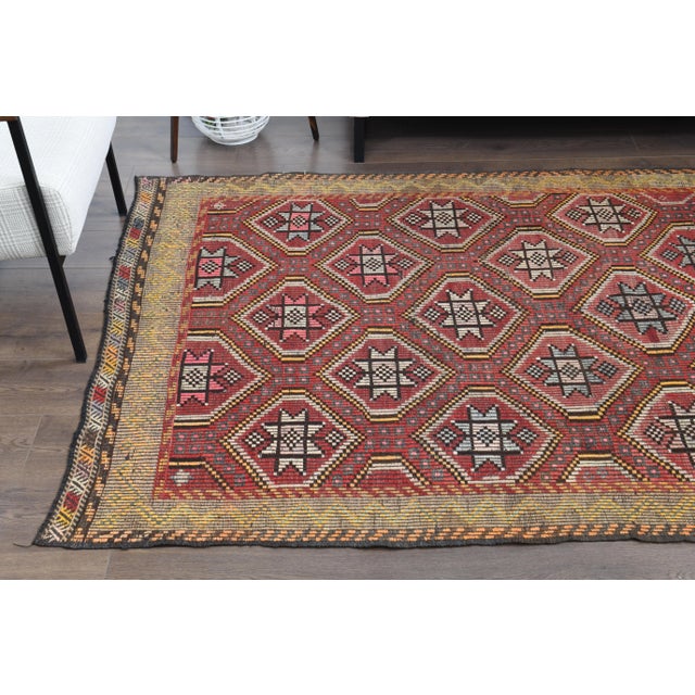 Vintage Turkish Oushak Handmade Wool Cotton Red Area Rug For Sale In San Francisco - Image 6 of 12