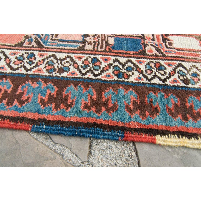 House of Séance - 1910s Antique Kurdish Earth-Toned Distressed Wool Hand-Knotted Runner - 3′7″ × 12′7″ For Sale - Image 11 of 12