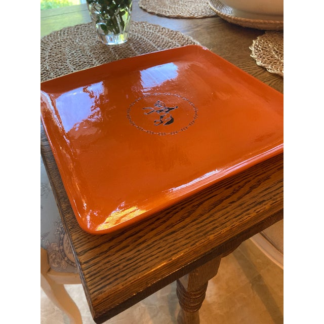 French Country Vintage Equestrian Hermes Orange Inspired Change Tray For Sale - Image 3 of 10
