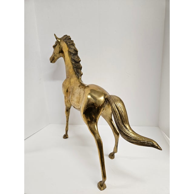 Vintage Large Brass Horse - Equestrian Figurine For Sale - Image 6 of 12