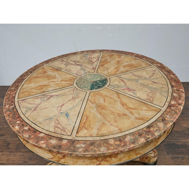 Neoclassical 19th Century Italian Faux Painted Center Table with Trompe-l’Œil Marble Finish For Sale - Image 3 of 12