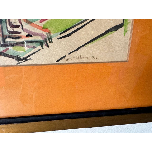 1966 Vintage Abstract Watercolor on Paper Painting, Framed For Sale - Image 10 of 12