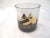 Stylish set of 6 1970s smoke lowball glasses featuring a black and gold catamaran on face with thick glass bases....