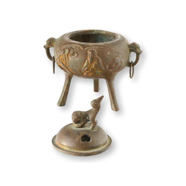 Japanese Antique Japanese Bronze Koro Incense Burner For Sale - Image 3 of 6