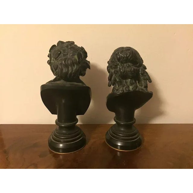Metal Antique 19th Century Grand Tour Bronze Classical Busts of Bacchus and Ariadne on Marble Socles - A Pair For Sale - Image 7 of 11