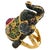 Bochic "Orient" Ruby, Emerald & Sapphire Elephant Rings Set In 18K Gold & Silver For Sale - Image 15 of 18