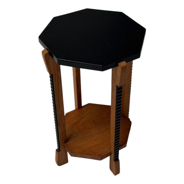 Art Deco Amsterdamse School Octagonal Pedestal Table, 1920s For Sale