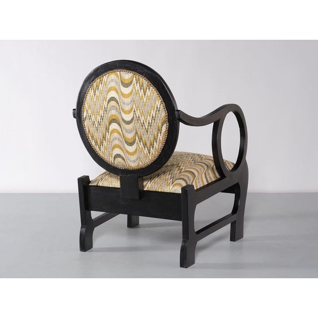 Set of Vintage Armchairs in Oak and Dedar Jacquard by Lajos Kozma, 1940s For Sale - Image 11 of 16