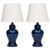 Mid 20th Century Indigo Ceramic Ginger Jar Lamps - a Pair For Sale - Image 5 of 5