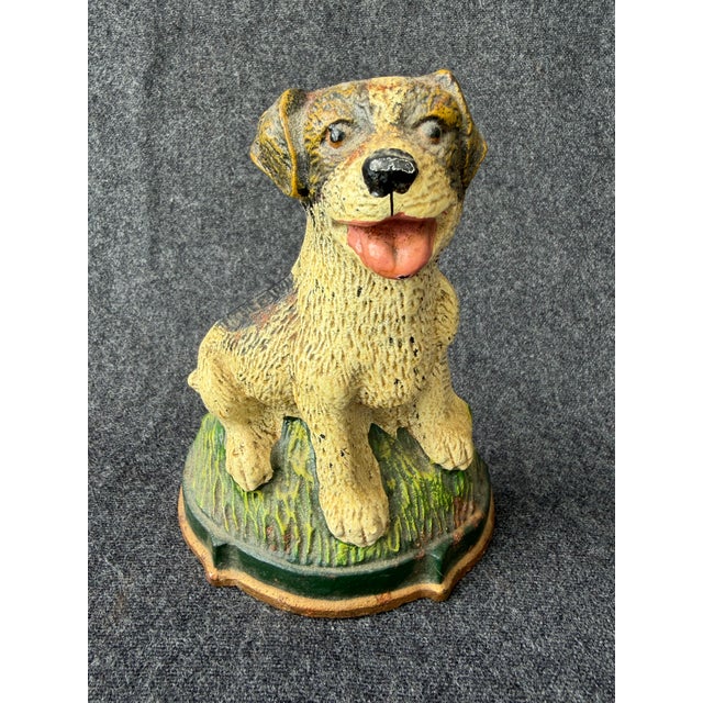 Metal Vintage Cast Iron Terrier Puppy Dog Doorstop For Sale - Image 7 of 15