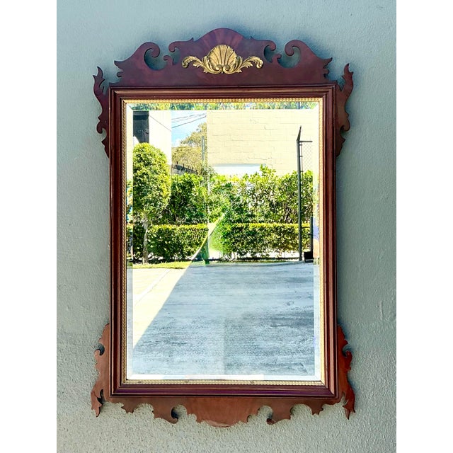 Wood Vintage Councill Chippendale Clam Shell Mirror For Sale - Image 7 of 12