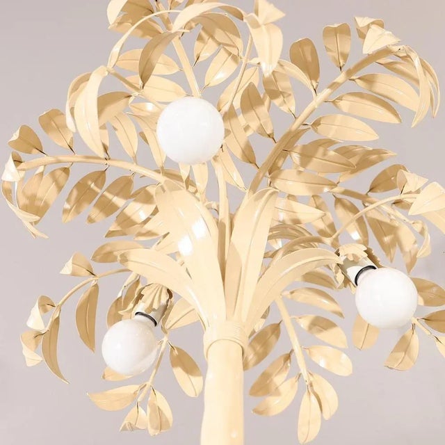 Hans Kögl Hollywood Regency Cream White Palm Tree Floor Lamp, 1970s For Sale - Image 4 of 7