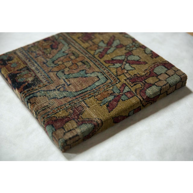 Old New House Decorative Cork Board Antique Kerman Rug Fragment Art For Sale - Image 4 of 10