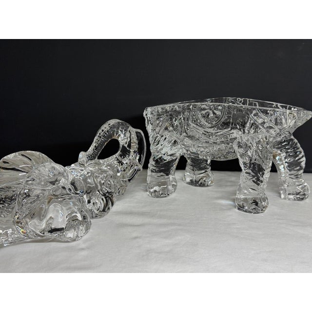 Transparent 1950s Detailed Crystal Glass Lidded Elephant Figurine Box For Sale - Image 8 of 12