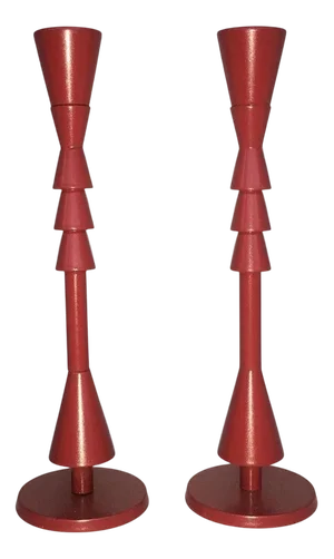 Red Bronze Sculpture Candleholders by Ugo La Pietra, Italy, 1974, Set of 2