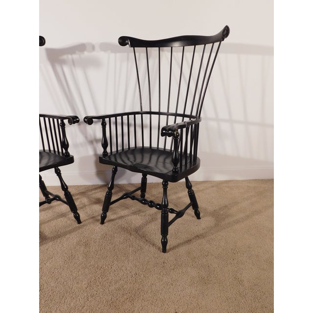 Massive Pair Vintage D R Dimes Style Painted Comback Windsor Arm Chairs For Sale - Image 12 of 15
