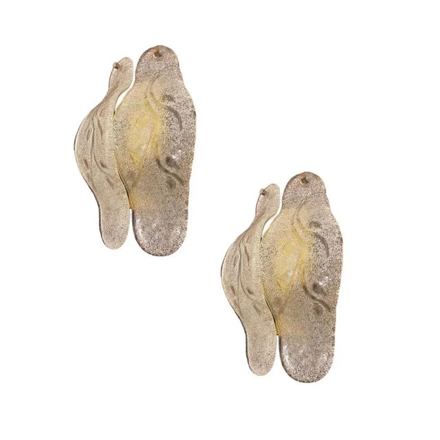 Murano glass sconces set of 2 height 35 cm width 22 cm depth 7 cm features 2 lights requires e14 light bulbs new wiring...