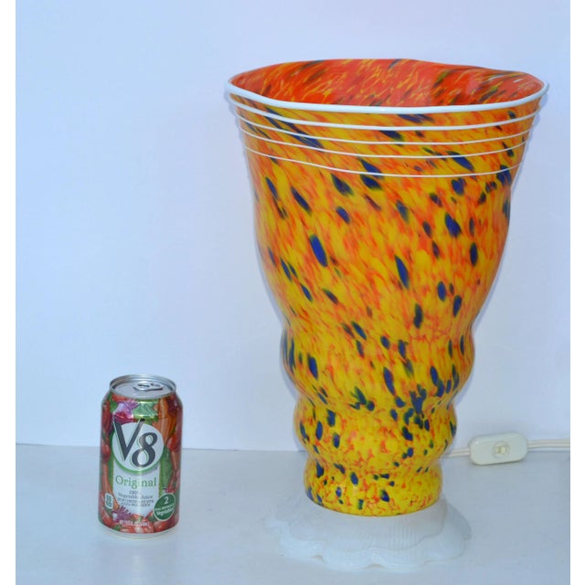 Italian Signed Barovier & Toso Blown Murano Glass Table Lamps Orange 80s - Pair For Sale - Image 10 of 13