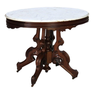 Antique Brooks Victorian Renaissance Revival Carved Walnut Table C1880