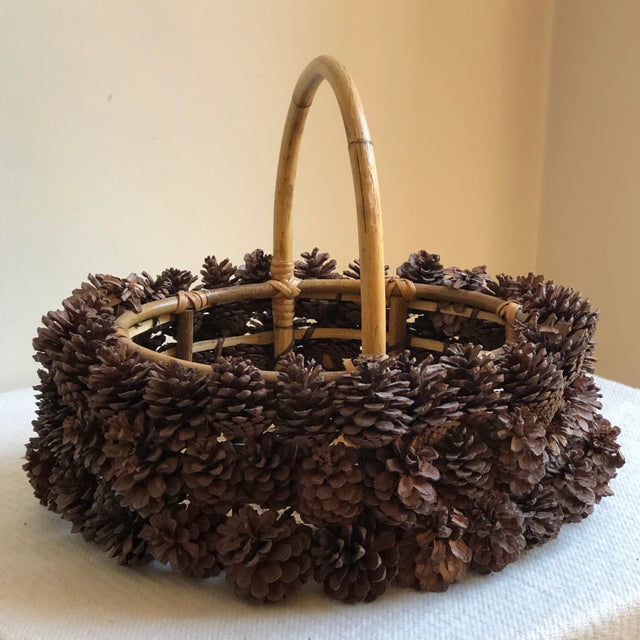 Rustic Adirondack Pine Cone Basket For Sale - Image 12 of 13