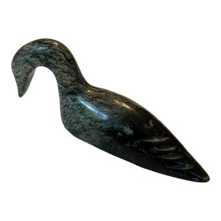 2000s Eskimo Art, Hand Carved Inuit Soapstone Bird Sculpture, Signed For Sale