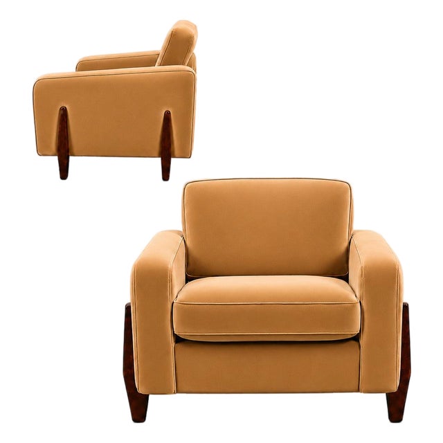 Pair of Brazilian Modern Armchairs in Rosewood and Caramel Mohair by Jean Gillon, 1960s - 1116 For Sale