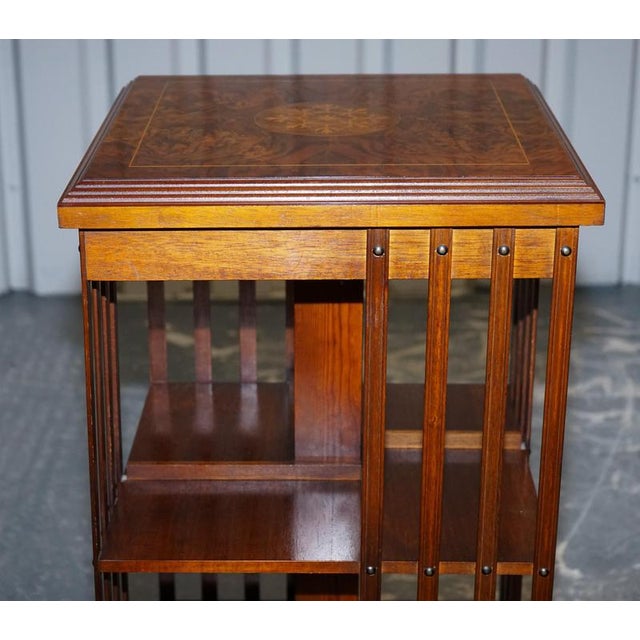 VintageTop Revolving Bookcase in Burr Walnut For Sale - Image 6 of 16