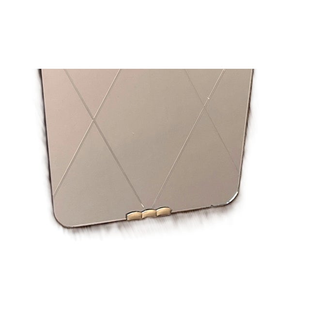 Art Deco Engraved Brass Mirror, 1950s For Sale - Image 4 of 7
