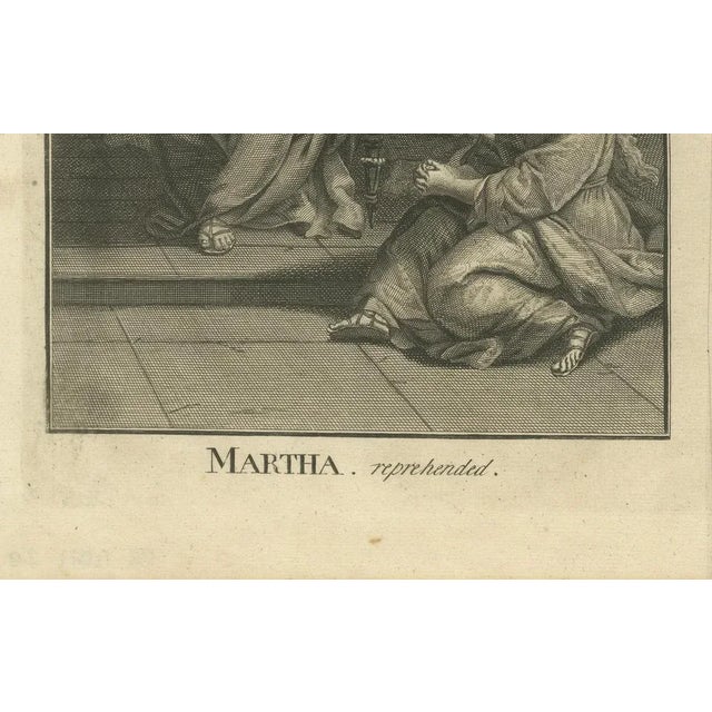 Christ with Mary and Martha Engraving – Luke X Martha Reproved 1735 This antique engraving illustrates the biblical scene...
