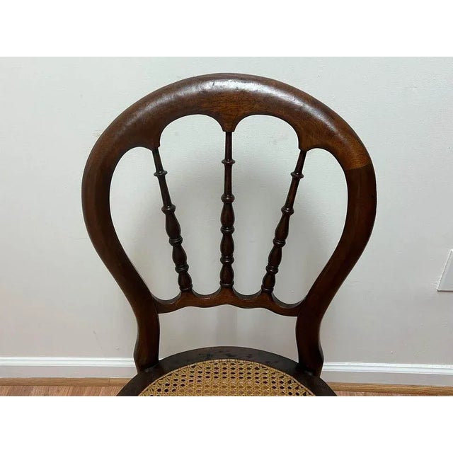 Early 20th Century Early 20th Century Victorian Cane Seat Spindle Balloon Back Parlor Chair For Sale - Image 5 of 11