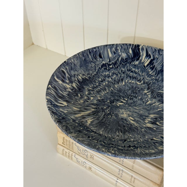 Signed Christine Jouval Blue Aptware Serving Bowl For Sale - Image 4 of 14