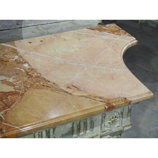 Antique French Painted Louis XVI Style Console Table With Marble Top For Sale - Image 9 of 18