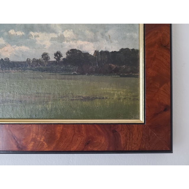 Small Antique 19th Century Oil Painting Moody Rural Landscape Scene For Sale - Image 9 of 12