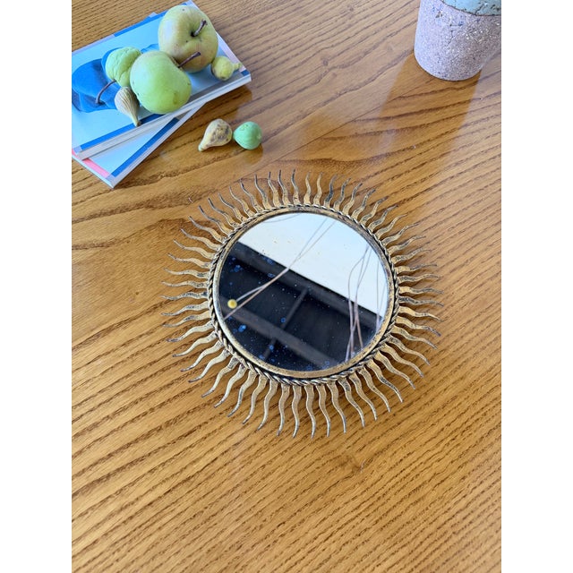 Patinated Gold Sunburst Mirror, 1970s For Sale - Image 12 of 18