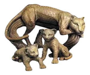 1990s Leopard Family Bronze Sculpture by Tie Feng Jiang