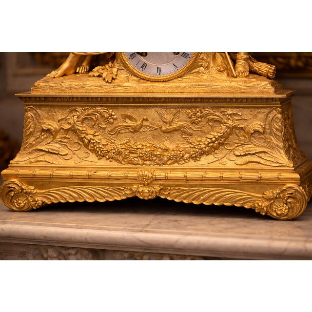 1830 French Louis Philippe Gold Ormolu Bronze Clock For Sale - Image 11 of 17