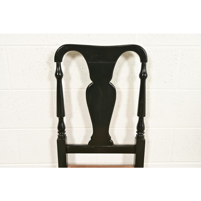 Eldred Wheeler Early American Green Lacquered Rush Seat Dining Chairs, Set of Four For Sale In South Bend - Image 6 of 12