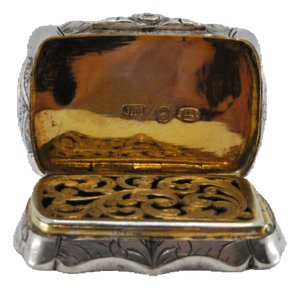 Edward VII Silver and Gold Vinaigrette Box with Asymmetrical Engraving