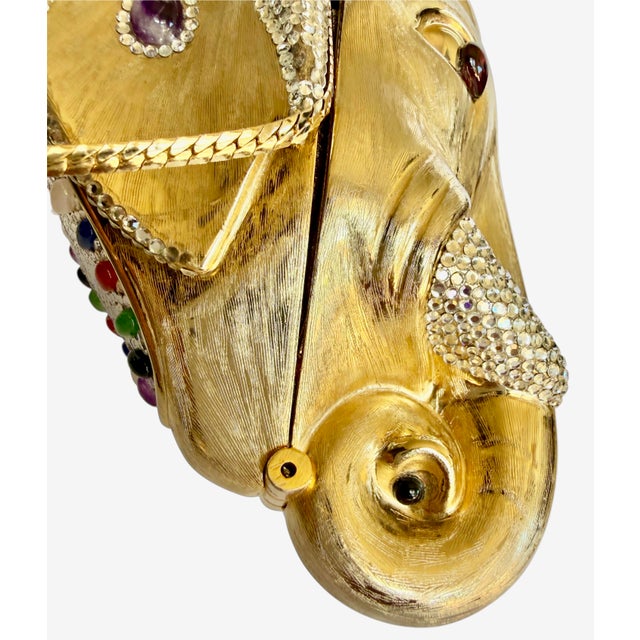1980s Judith Leiber Elephant Jaipur Crystal Gems Minaudière Evening Shoulder Clutch Bag Vintage For Sale - Image 10 of 17