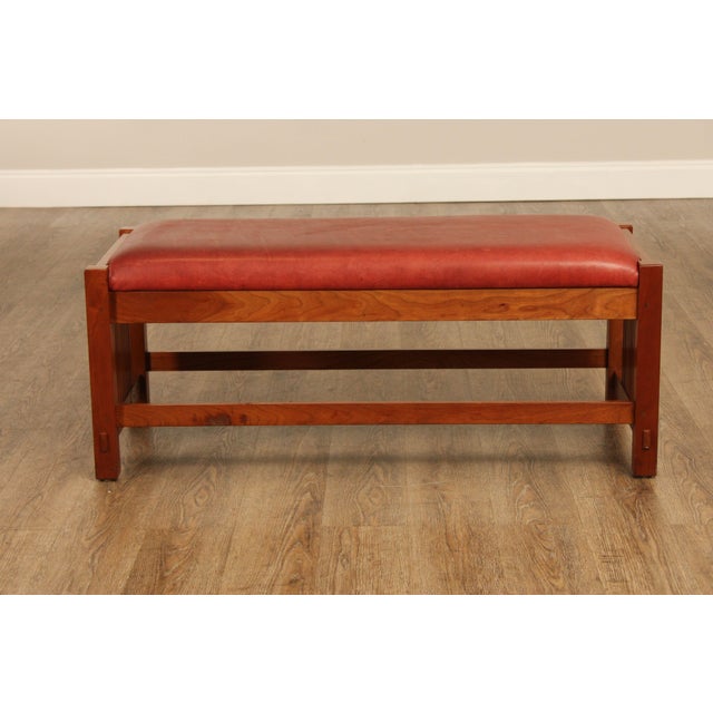 Stickley Mission Collection Cherry Spindle Bench For Sale - Image 9 of 18