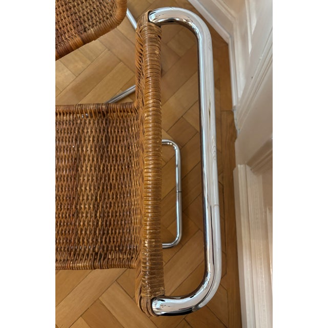 Wood MR10 Rattan Cantilever Chairs, Set of 2 For Sale - Image 7 of 13