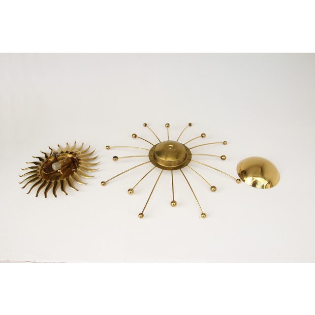 Sunburst Sputnik Wall Lamp in Brass, 1950s For Sale - Image 10 of 16