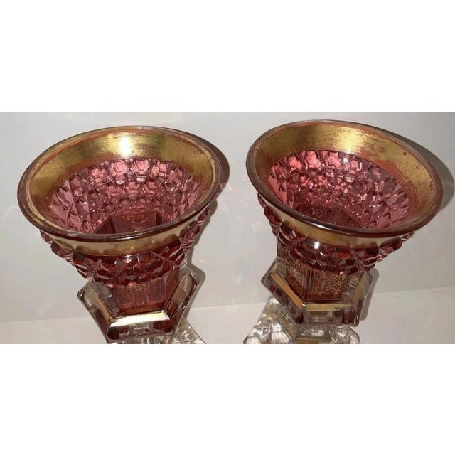 Glass Bohemian Ruby Cut-to-Clear Gilt Glass Goblets from Moser, 1840, Set of 2 For Sale - Image 7 of 18