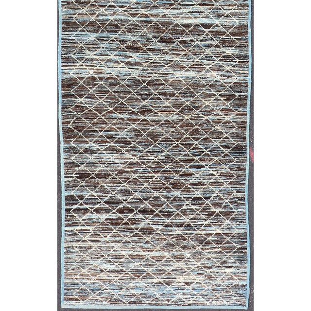 Modern Afghanistan Runner in Natural Tones With Subdued Design 3 X 12'8 For Sale - Image 4 of 11