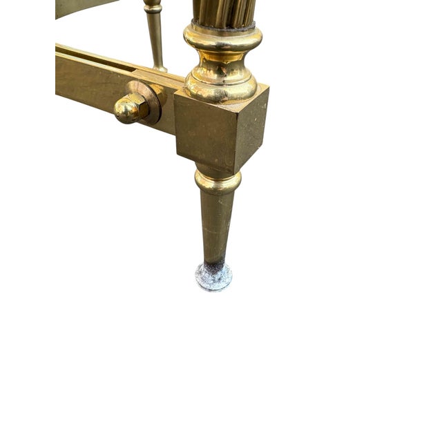 Brass Maison Jansen Attributed Pair of Neoclassical Side Tables in Brass With Glass Top For Sale - Image 8 of 8