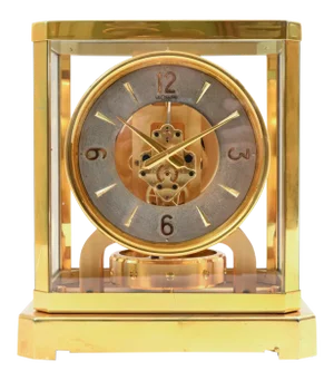 Case Glass Brass Jaeger Le Coultre Mantel Desk Clock