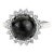 Vintage Inspired Natural Black Star & Zircon Halo Cocktail Ring Size 6 For Sale