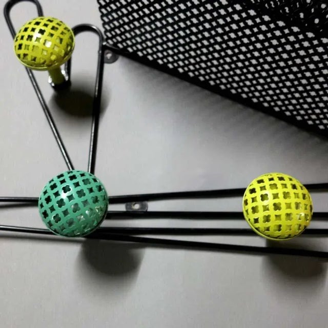 Mid-Century Modern Mid-Century French Metal Wall Coat Rack by Mathieu Matégot, 1950s For Sale - Image 3 of 10