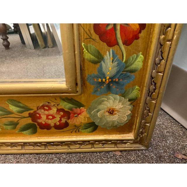 20th Century Wood Folk Floral Mirror For Sale - Image 4 of 9
