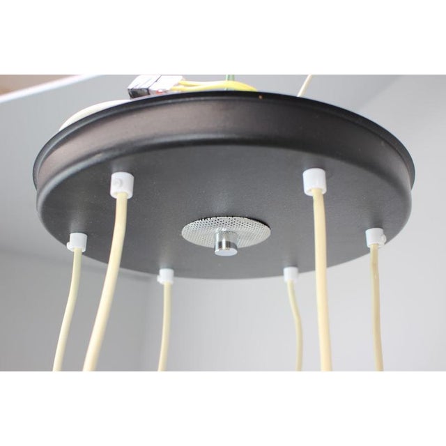 Wood Mid-Century Modern Czechoslovak Glass 5-Light Pendant, 1970s For Sale - Image 7 of 16